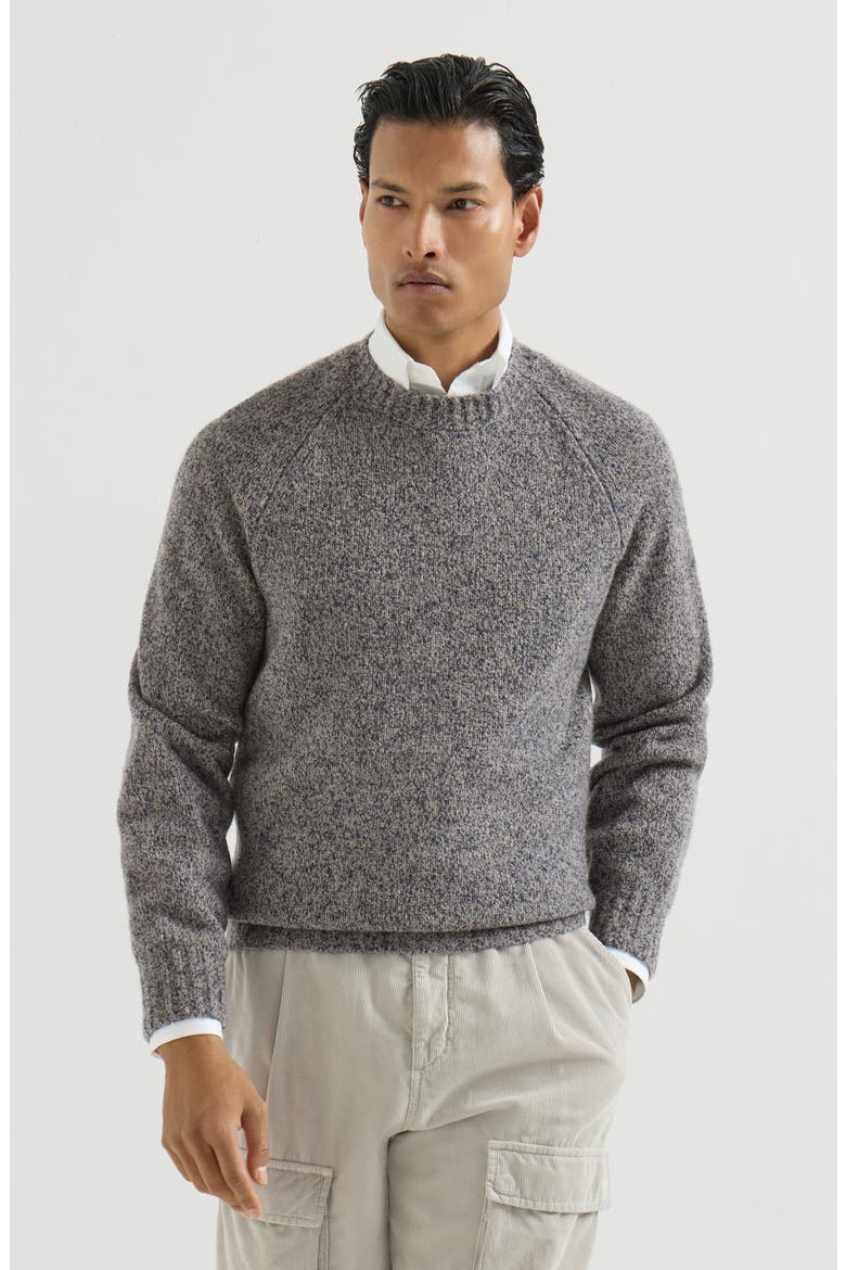 Virgin wool, silk and cashmere chiné sweater, Main, color, Cerulean