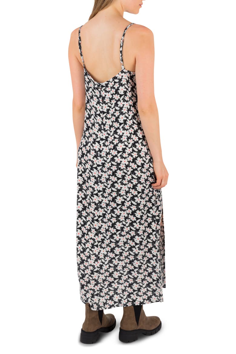 Amour Floral Print Maxi Slipdress, Alternate, color, BLACK