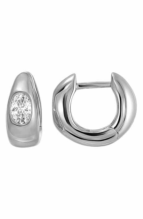 CANDELA JEWELRY Cubic Zirconia Huggie Hoop Earrings
