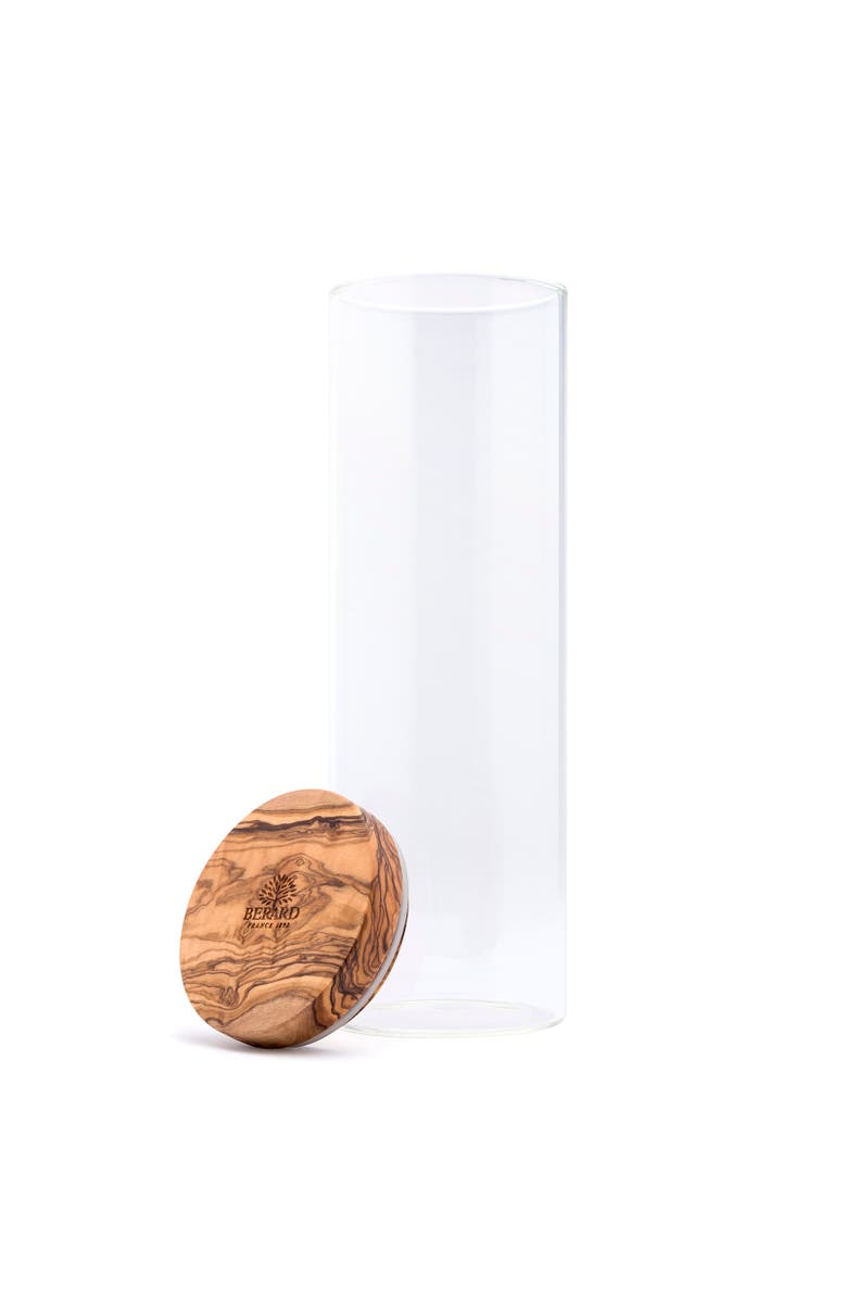 Berard Glass Storage Jar With Olive Wood Lid, 50-ounce, Alternate, color, Brown