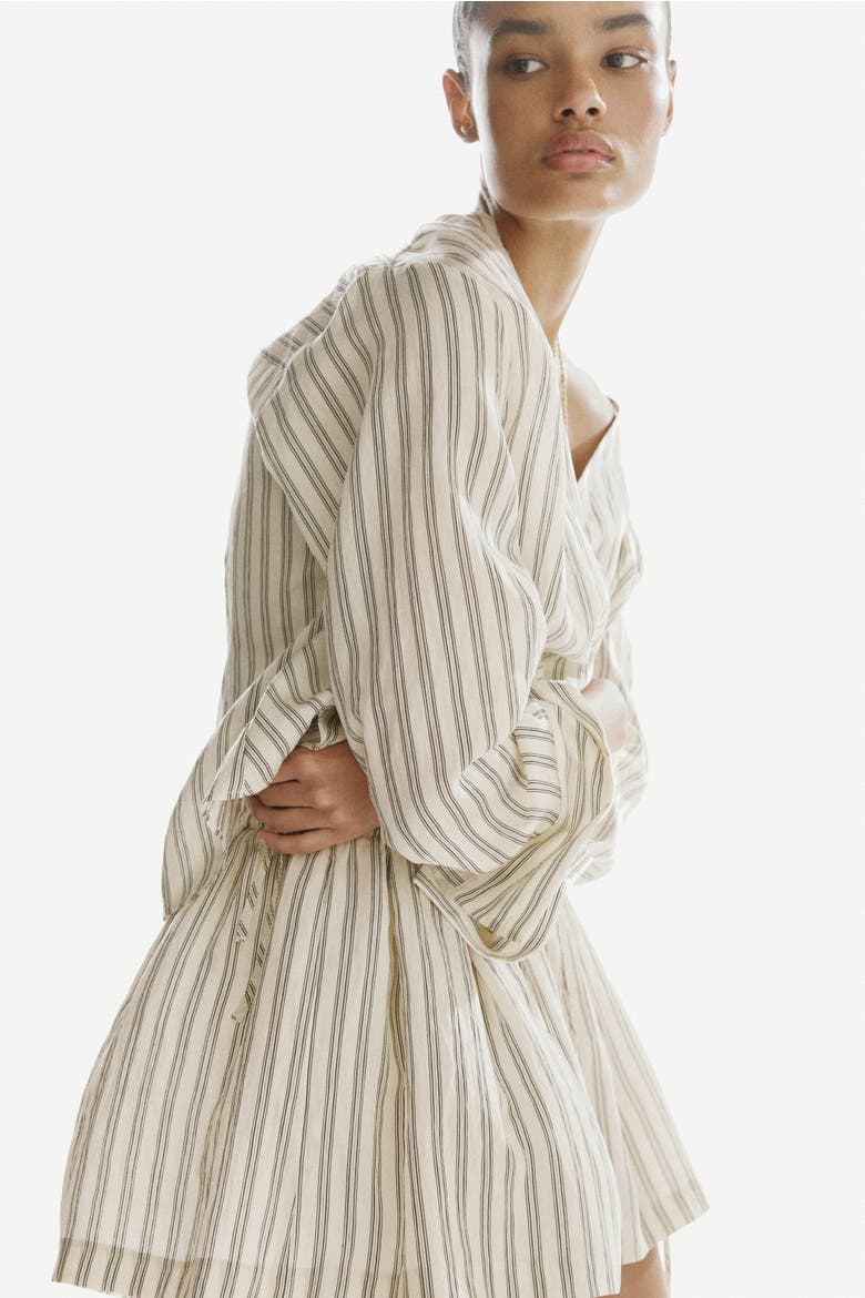 Drawstring Shorts, Alternate, color, Light beige/striped