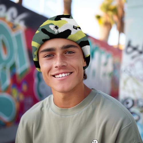 Dalix Astronaut Beanie In Green Camo