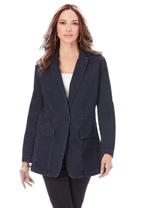 Plus Size Denim Boyfriend Blazer
