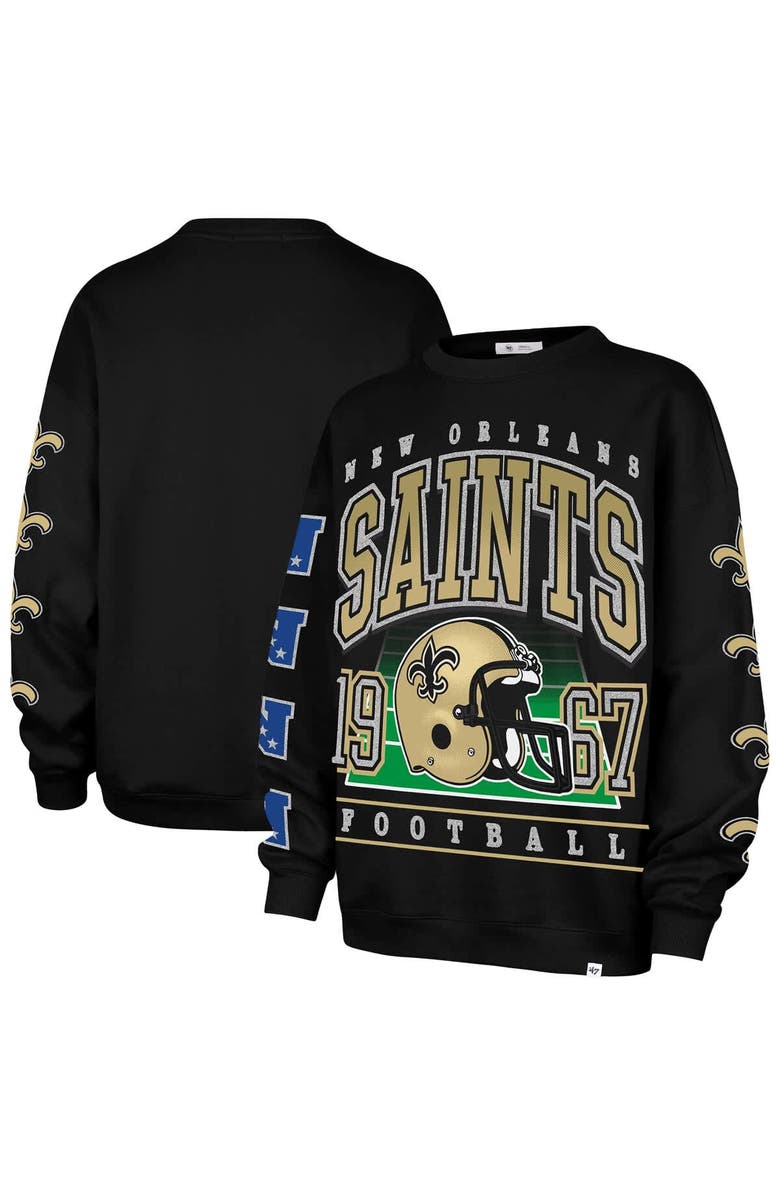 '47 Women's '47  Black New Orleans Saints Go Big Oversized Pullover Sweatshirt, Main, color, Black
