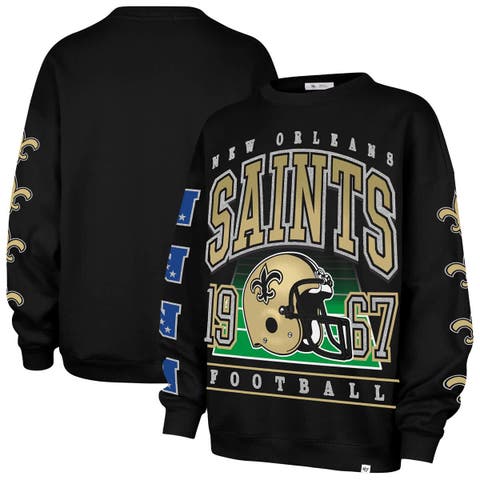 Women's '47  Black New Orleans Saints Go Big Oversized Pullover Sweatshirt