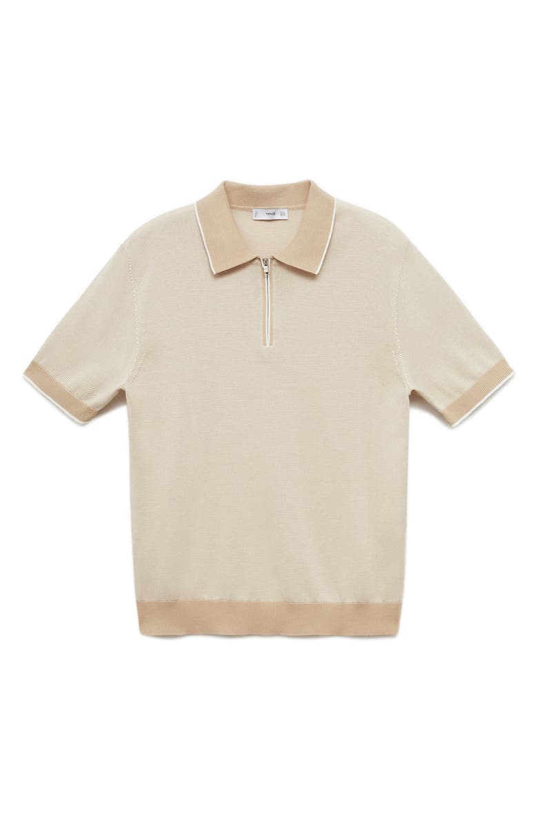 MANGO Tipped Zip Placket Cotton Polo, Alternate, color, 