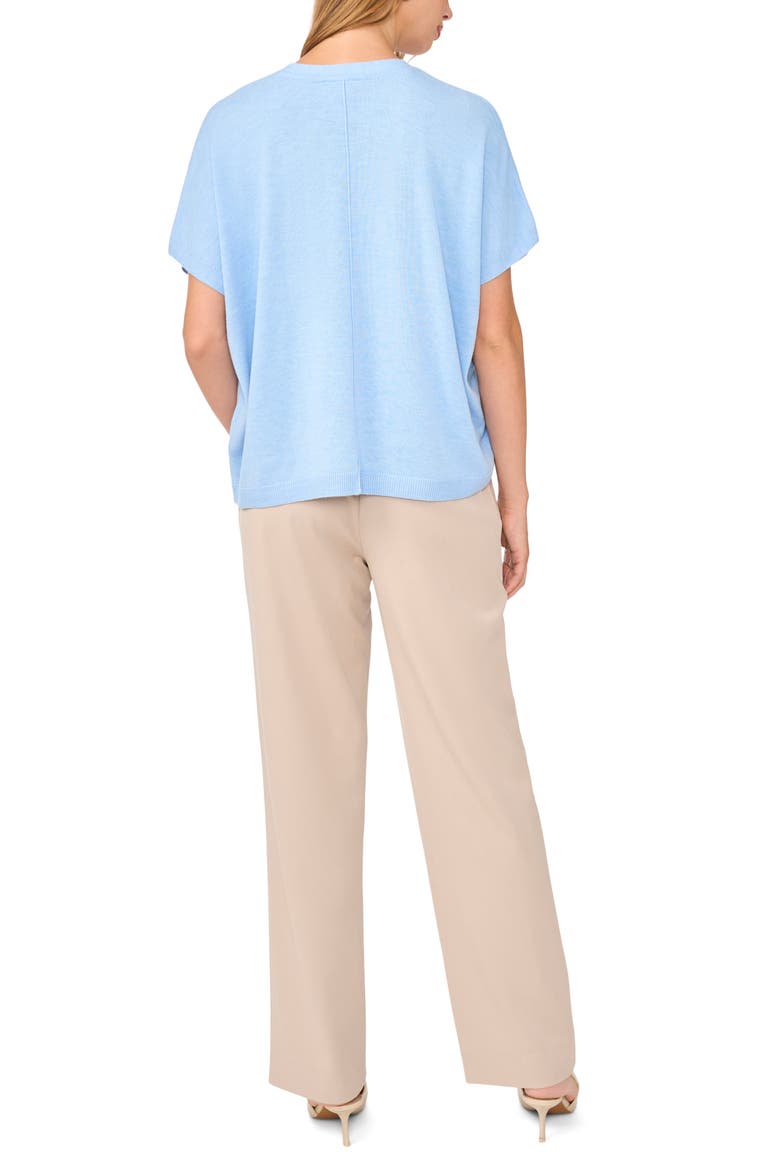V-Neck Short Sleeve Boxy Sweater, Alternate, color, SWEET BLUE