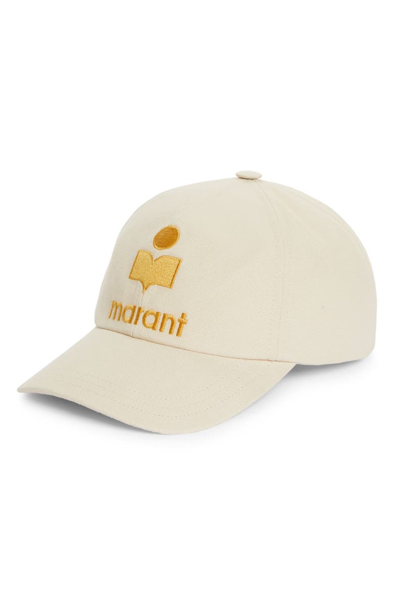 Isabel Marant Tyron Embroidered Logo Cotton Canvas Baseball Cap, Main, color, 
