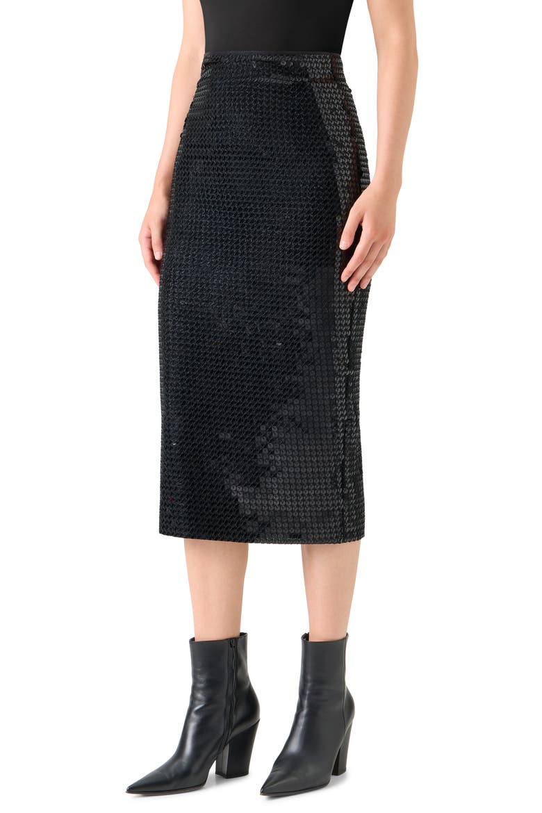 Sequin Pencil Skirt, Alternate, color, BLACK