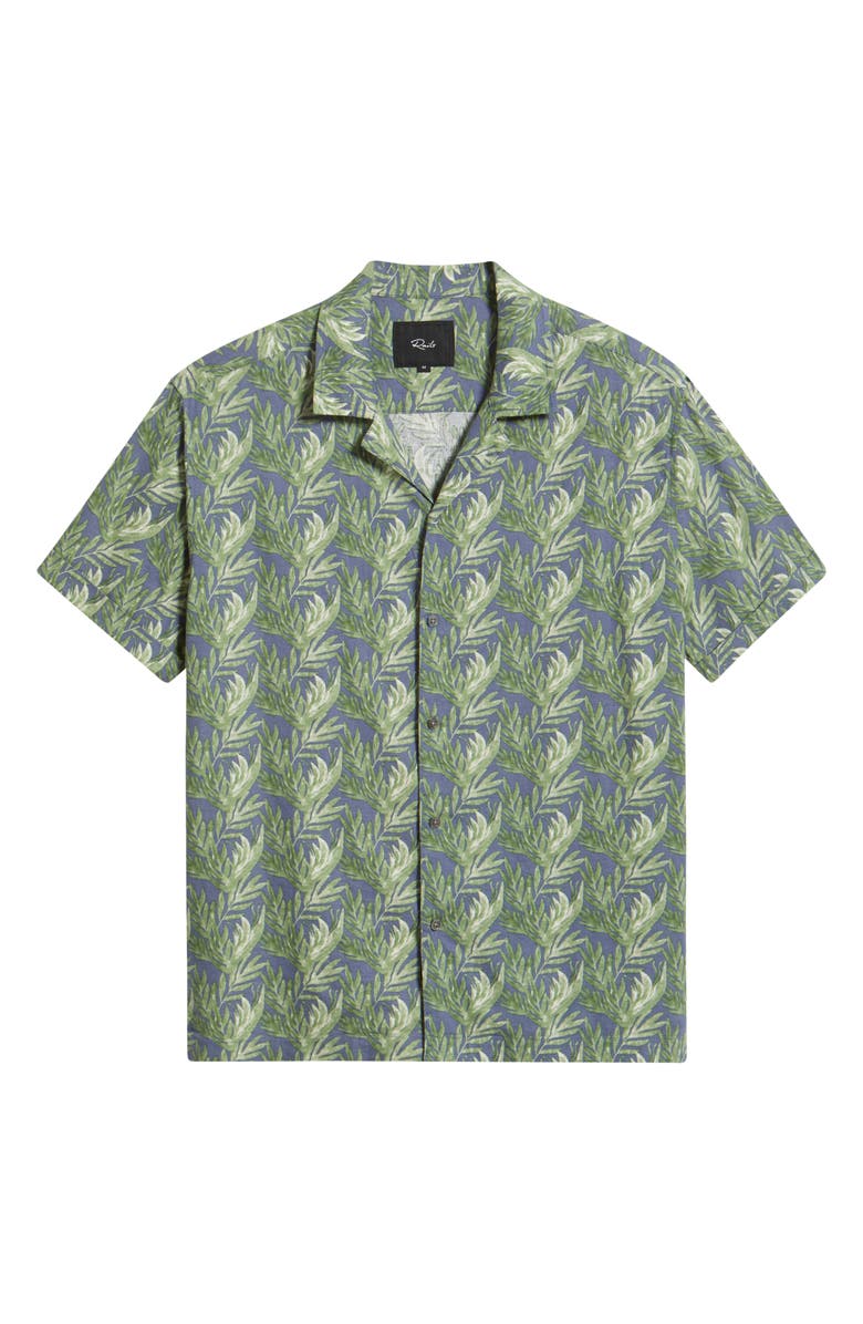 Rails Atlas Seaweed Print Linen Blend Camp Shirt, Alternate, color, Slate Seaweed