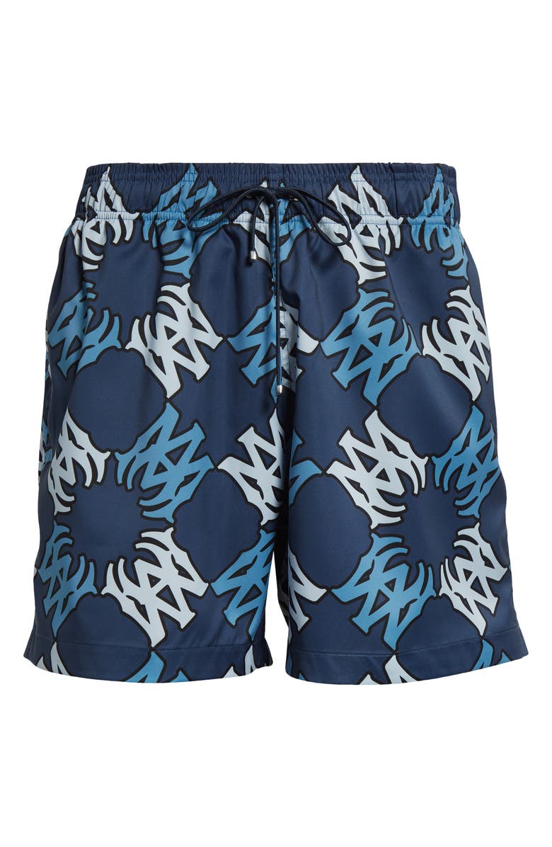 AMIRI MA Quad Monogram Print Swim Trunks, Alternate, color, Midnight Blue