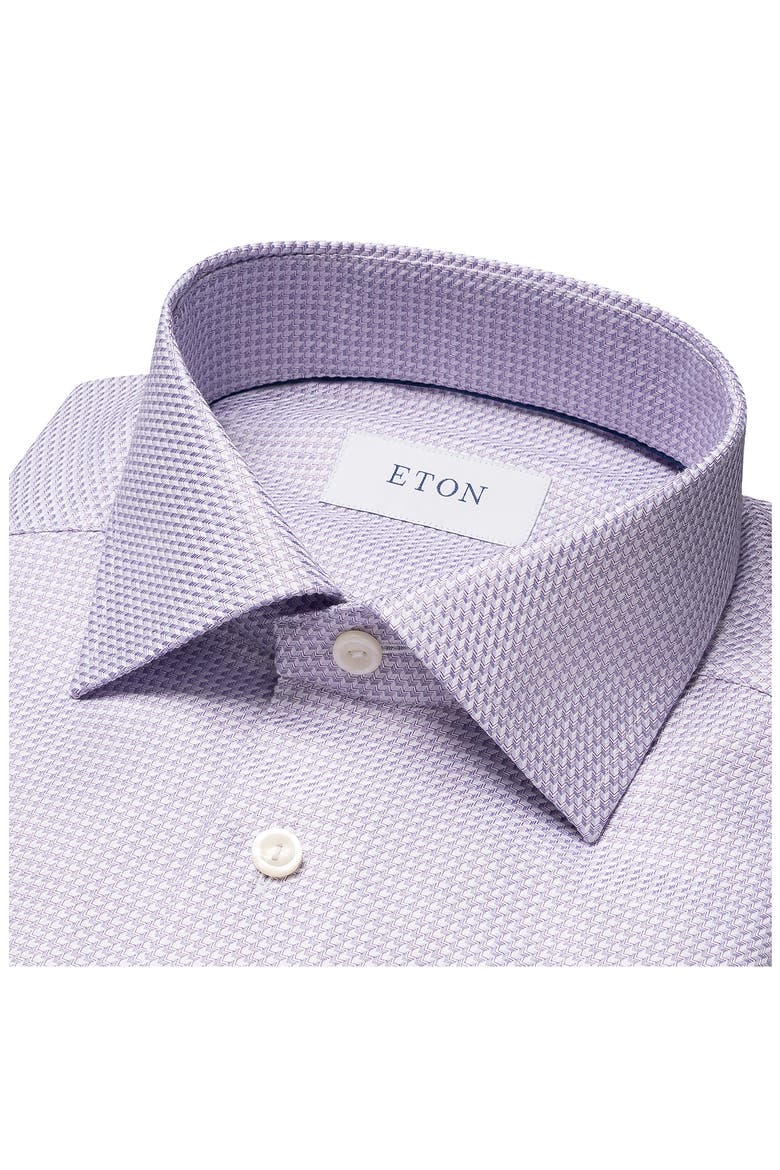 Contemporary Fit Microcheck Organic Cotton Dress Shirt, Alternate, color, LIGHT PASTEL PURPLE