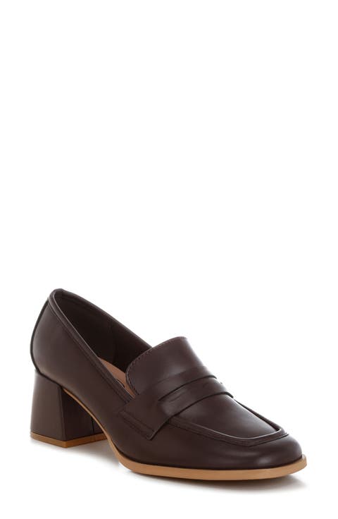 Sutapa Penny Strap Flared Block Heel Loafer (Women)