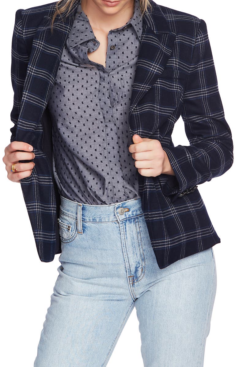 Court & Rowe Plaid One Button Blazer, Alternate, color, Blue Night