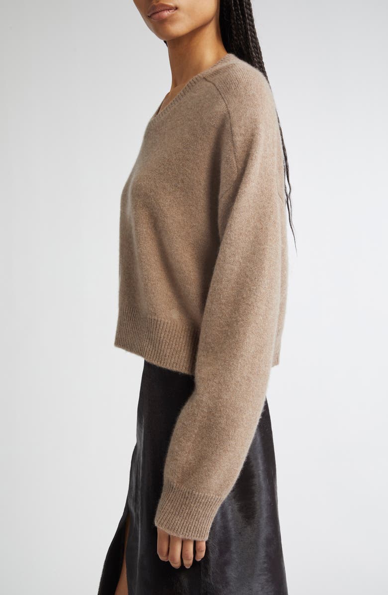 LOULOU DE SAISON Anzor Cashmere V-Neck Sweater, Alternate, color, Taupe Melange
