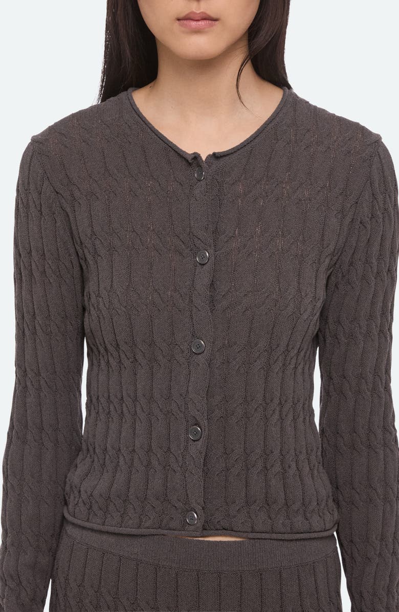 Helmut Lang Cable Stitch Crop Cardigan, Main, color, Gravel