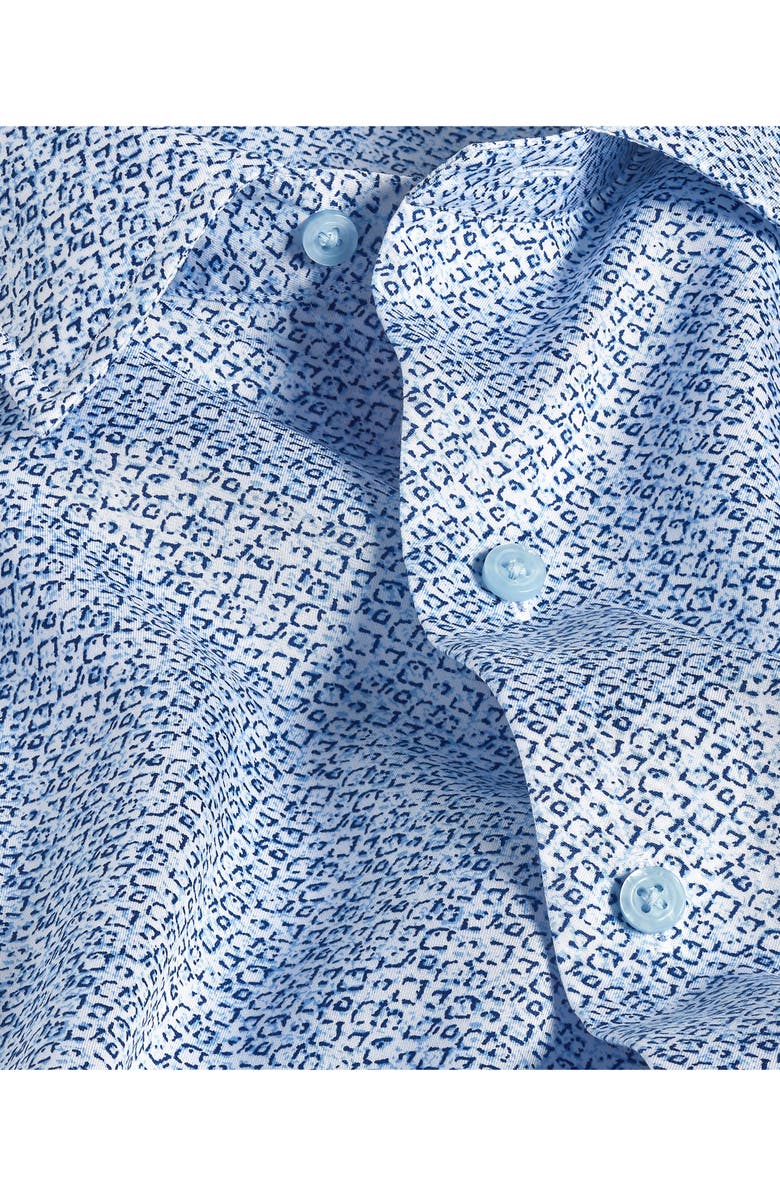 David Donahue Abstract Print Lyocell Short Sleeve Shirt, Alternate, color, White/ Blue