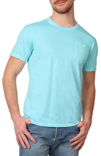 Tailorbyrd Pigment Dyed Pocket T-shirt In Pale Aqua