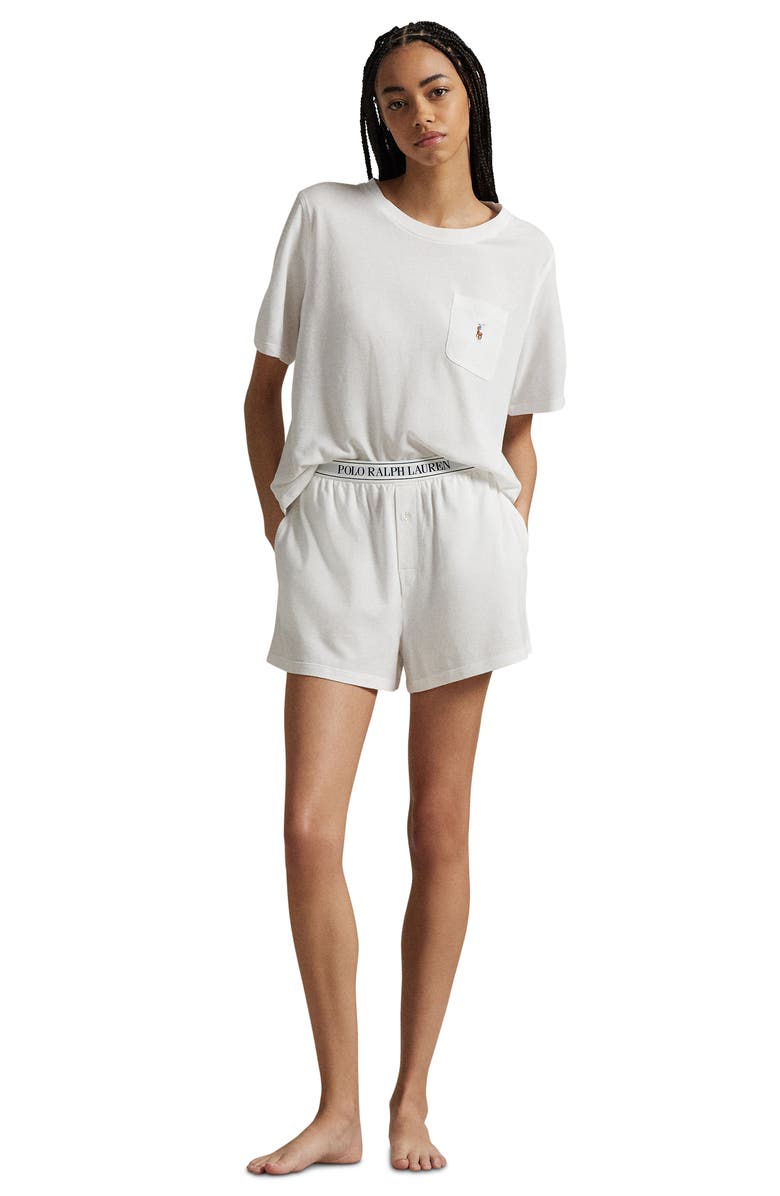 Polo Ralph Lauren Logo Pocket Cotton & Modal Short Pajamas, Alternate, color, White Cloud