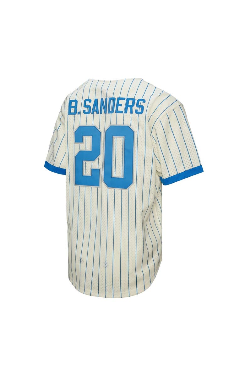 Mitchell & Ness Men's Mitchell & Ness Barry Sanders Cream Detroit Lions Name & Number Mesh Button-Up Baseball Jersey, Alternate, color, Cream