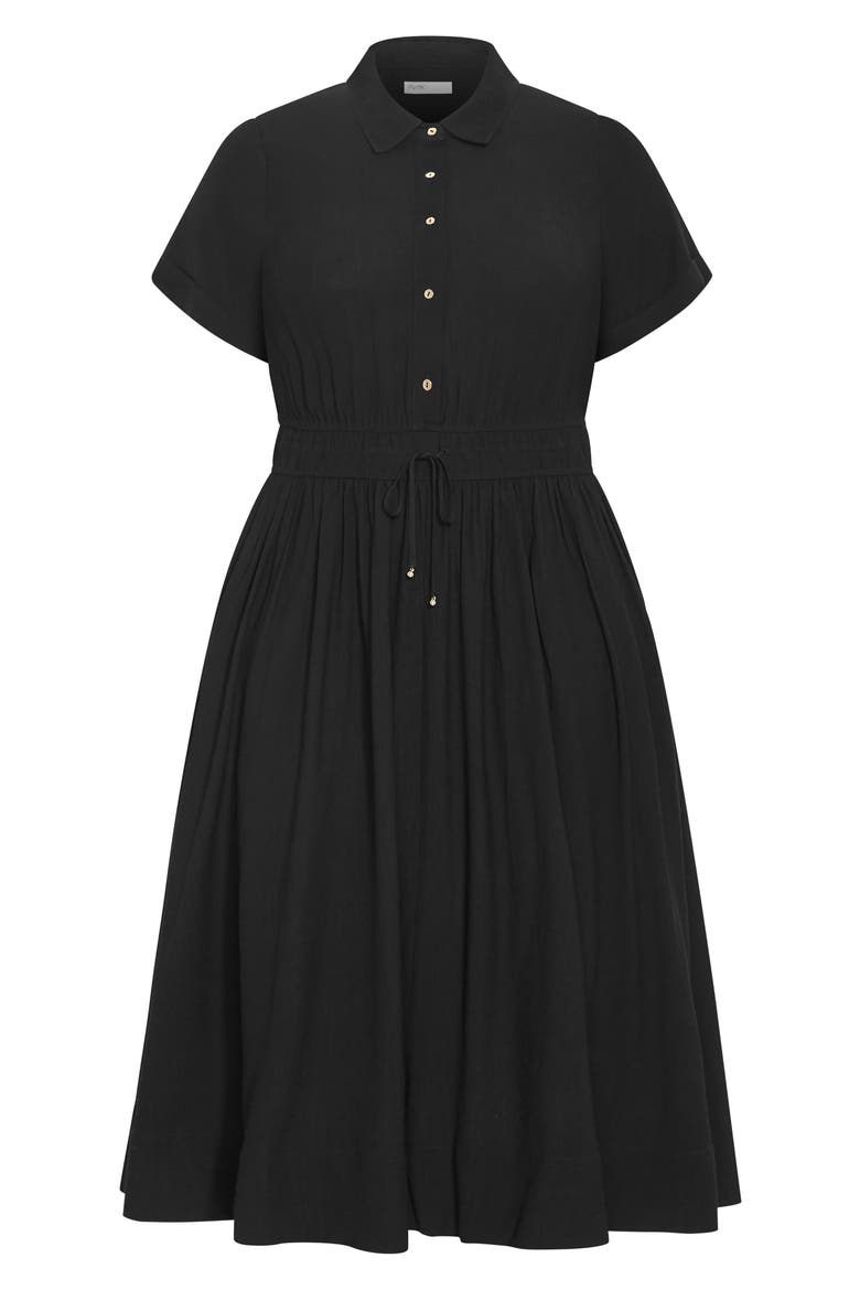 Aria Tie Waist Shirtdress, Alternate, color, BLACK