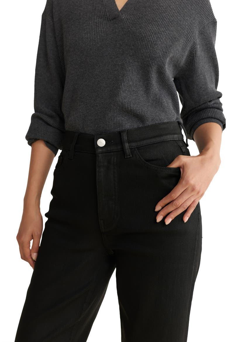 ASE Coated High Waist Straight Leg Jeans, Alternate, color, COATED NOIR