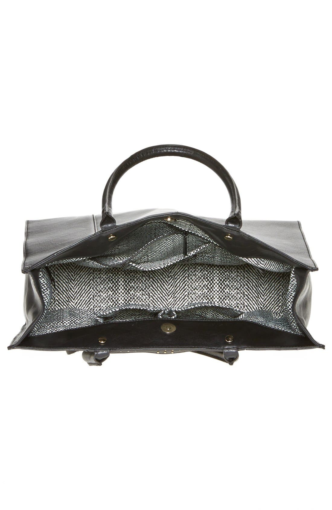 'Medium MAB' Studded Tote, Alternate, color, BLACK