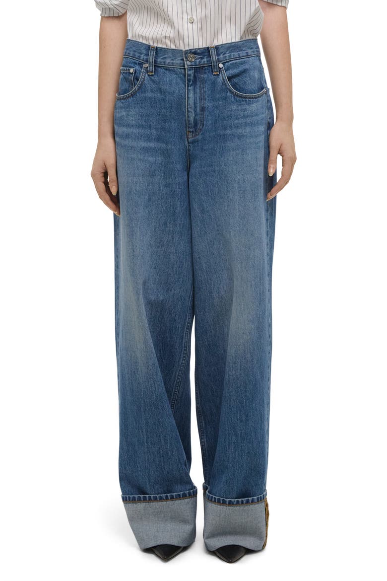 Cuffed Wide Leg Jeans, Main, color, CLASSIC BLUE