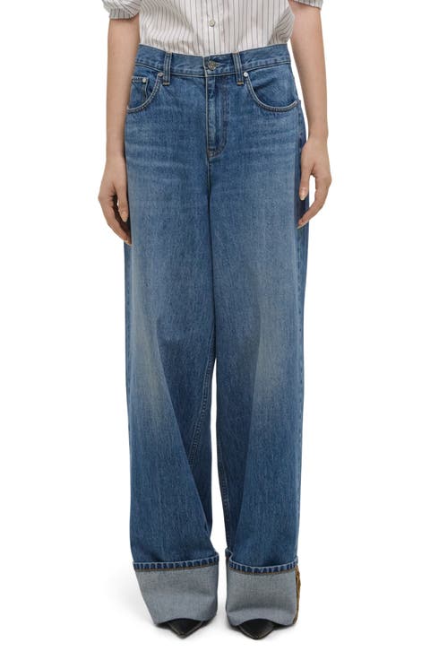 Cuffed Wide Leg Jeans