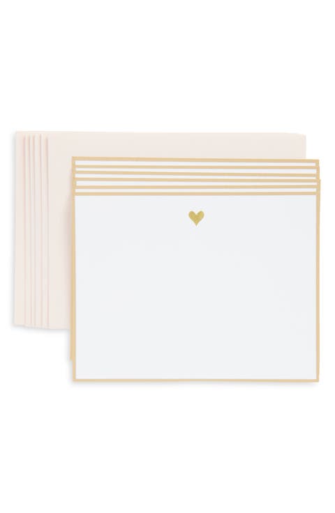 Gold Heart Set of 6 Note Cards & Envelopes