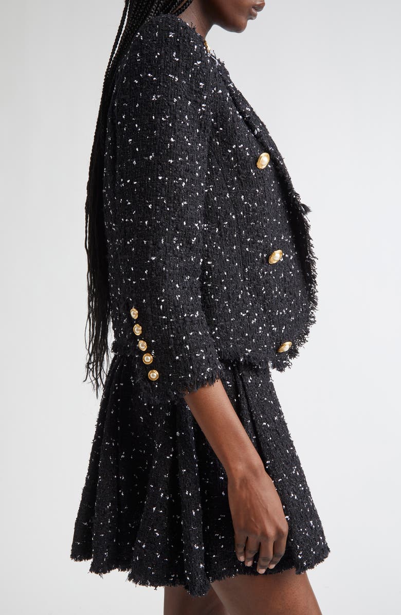 Balmain Polka Dot Tweed Spencer Jacket, Alternate, color, 