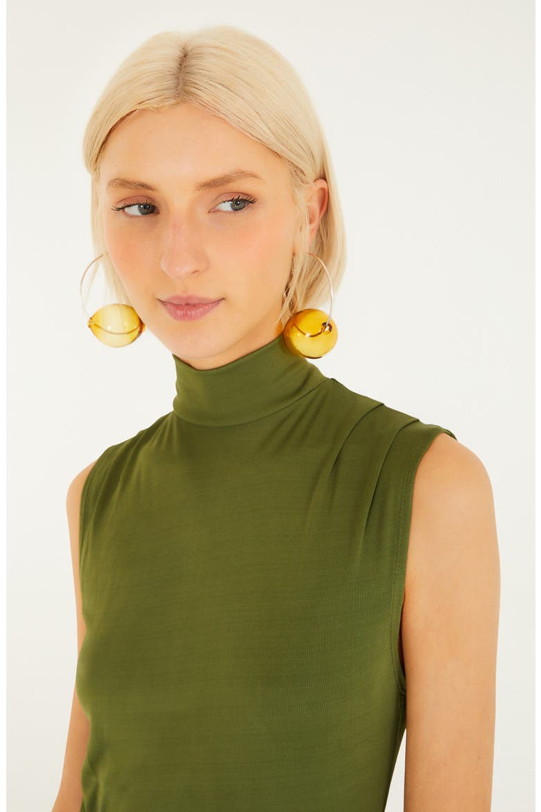 High Neck Cutout Maxi Dress, Alternate, color, DARK GREEN