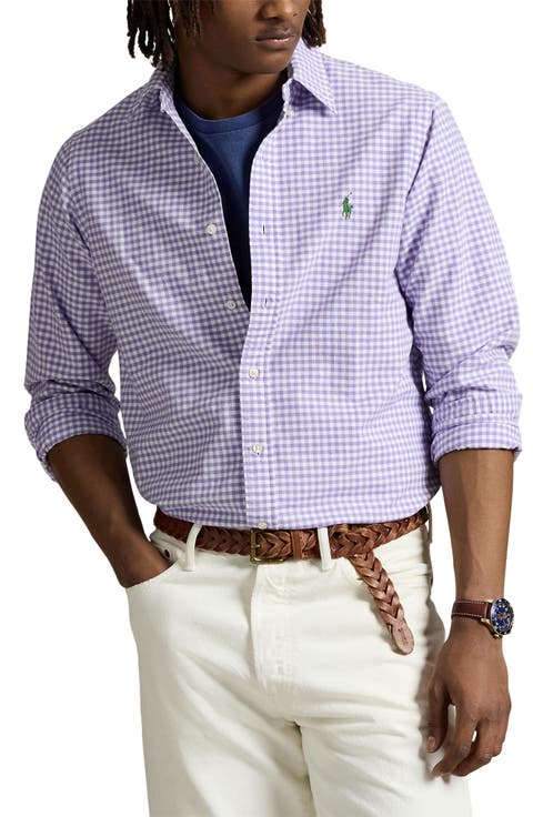 Classic Fit Gingham Cotton Button-Down Oxford Shirt