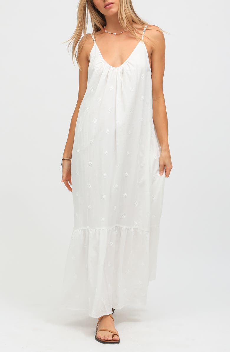 Electric & Rose Laney Embroidered Cotton Maxi Dress, Main, color, Cloud