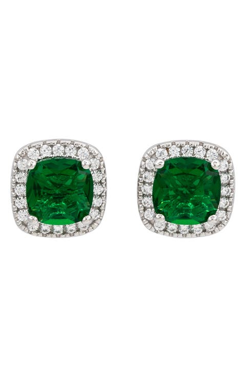 Cubic Zirconia Halo Stud Earrings