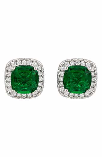 Cubic Zirconia Halo Stud Earrings