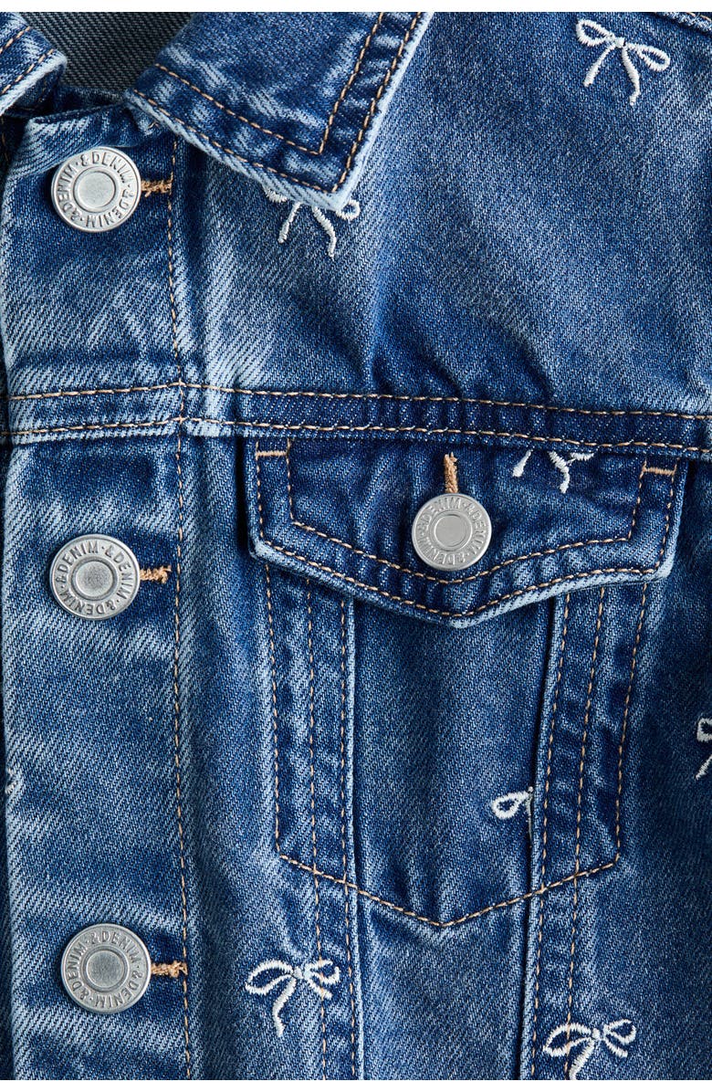 H&M Embroidered Denim Jacket, Alternate, color, Denim Blue/Bows