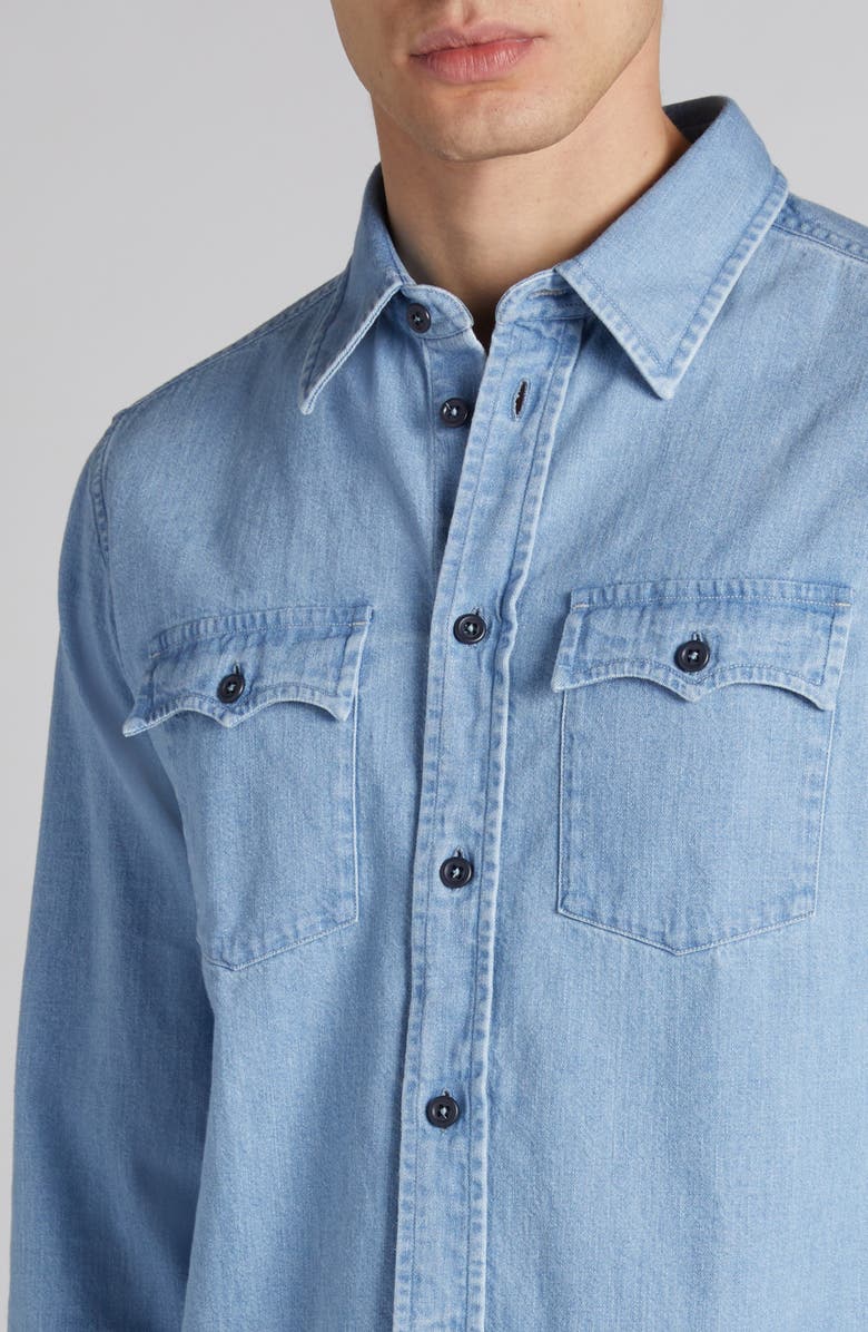 TOM FORD Denim Western Shirt, Alternate, color, Pale Blue