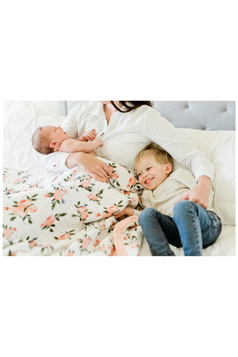 Kids' Cotton Muslin Quilted Throw, Alternate, color, WATERCOLOR ROSES