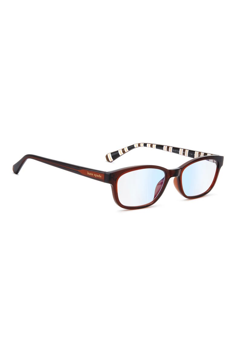 joetta 50mm rectangular blue light blocking glasses, Alternate, color, BROWN/ BLUE AS