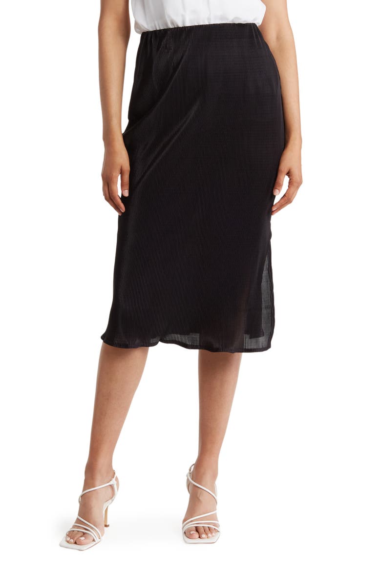 Plissé Pull-On Skirt, Main, color, BLACK