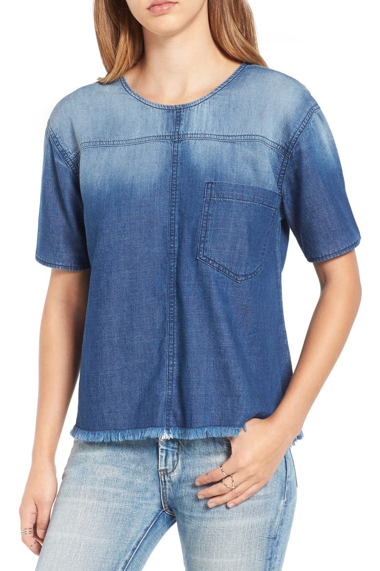Distressed Chambray Top, Main, color, ALPINE BLUE