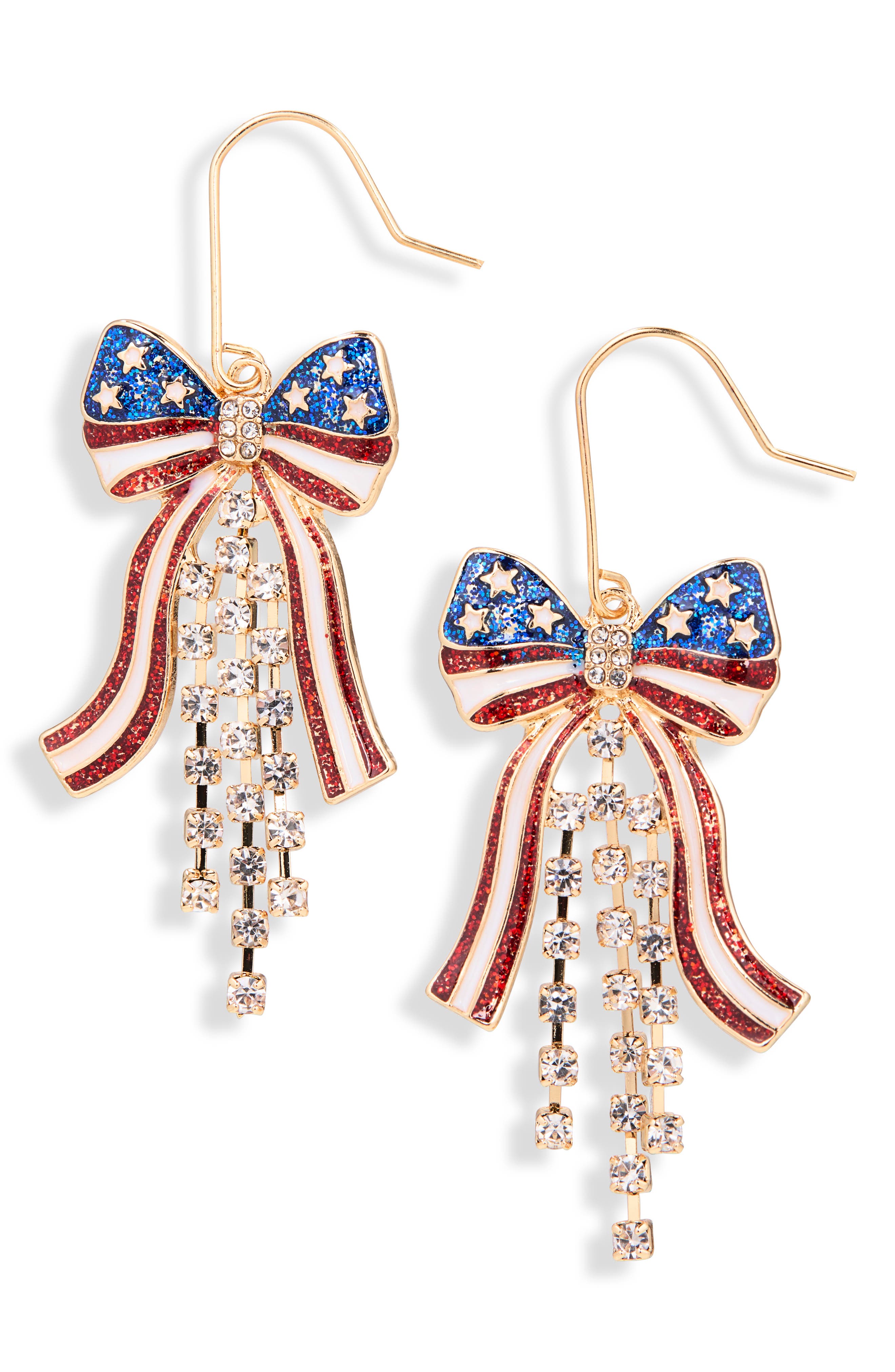 Leith Americana Bow Drop Earrings