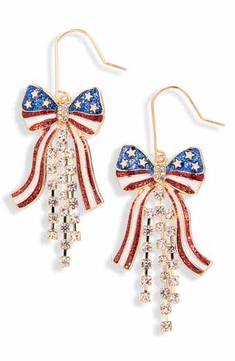 Leith Americana Bow Drop Earrings