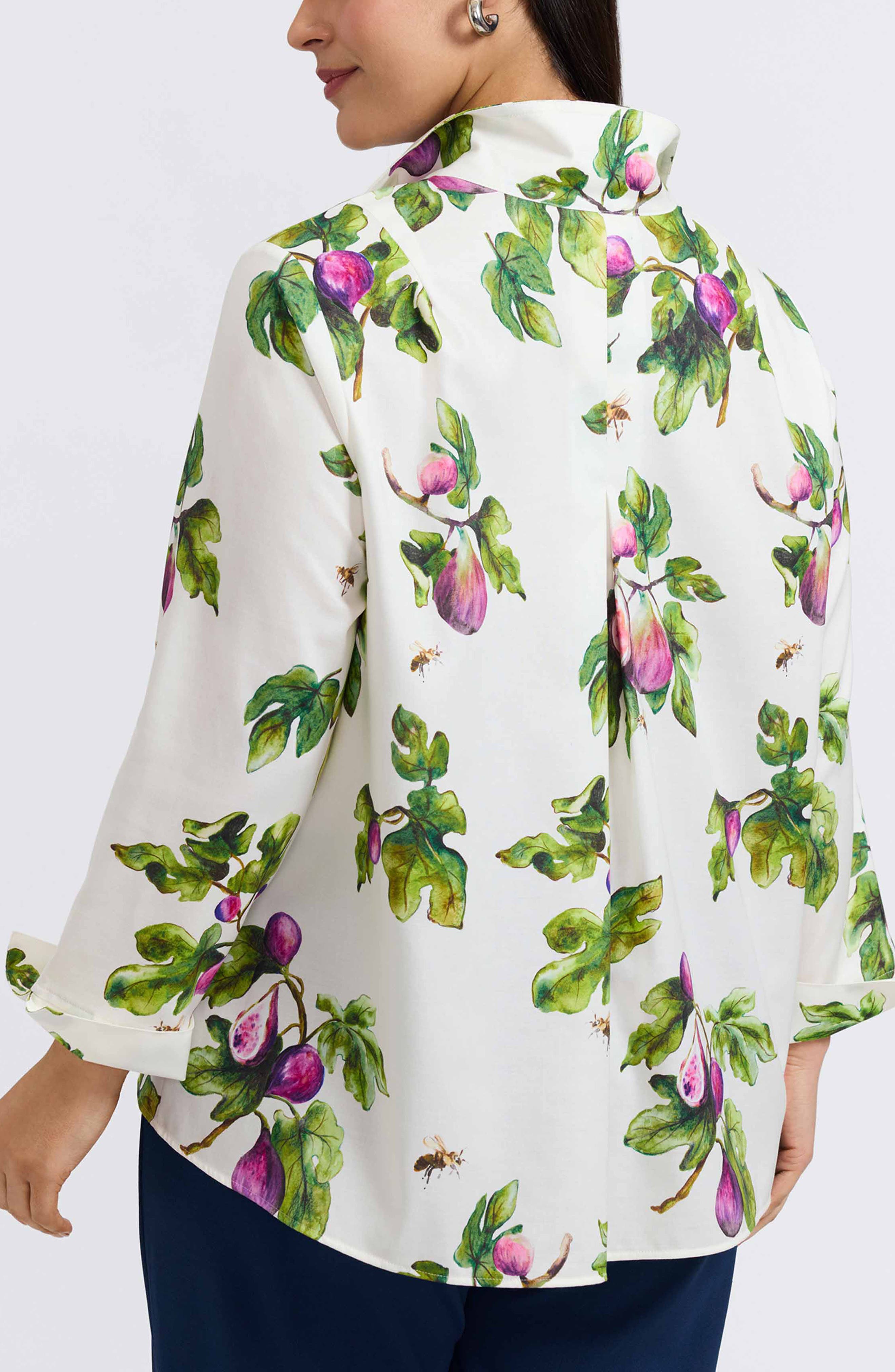 Agnes Figs Print Stretch Cotton Popover Top - image 2