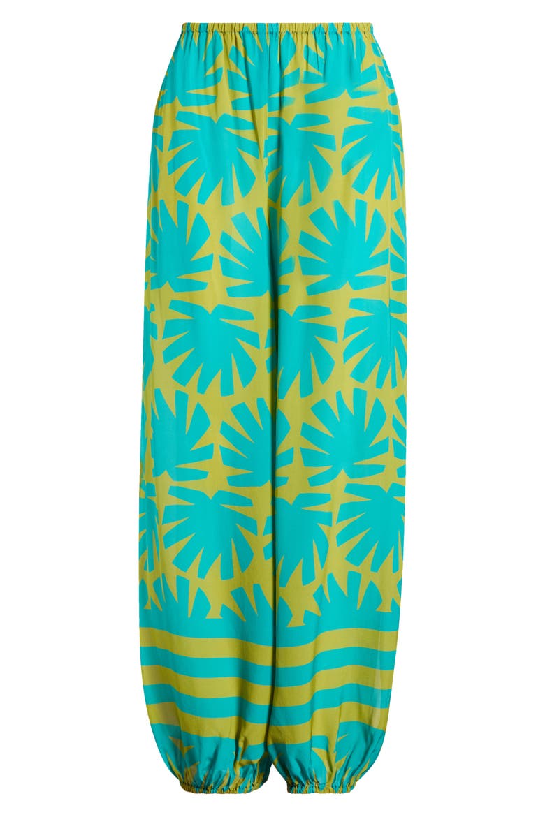 The Lacy Abstract Print Cover-Up Joggers, Alternate, color, CHARTREUSE / TEAL