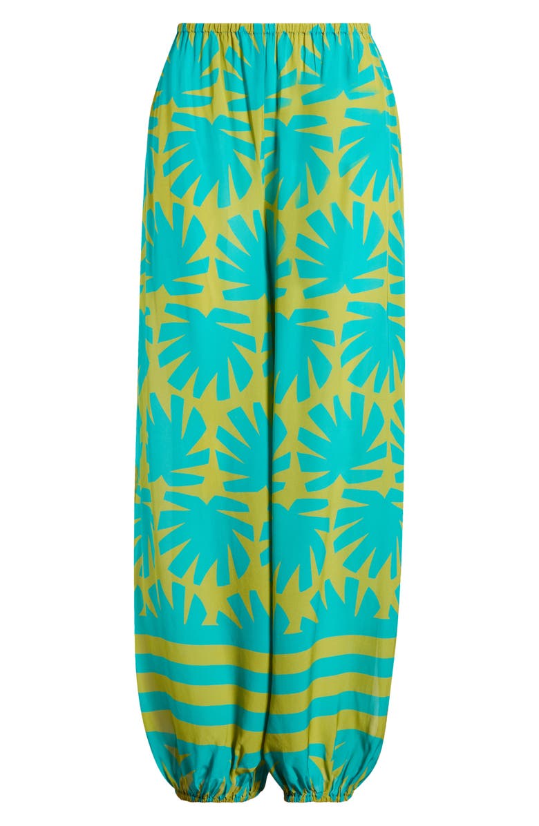 Solid & Striped The Lacy Abstract Print Cover-Up Joggers, Alternate, color, Chartreuse / Teal