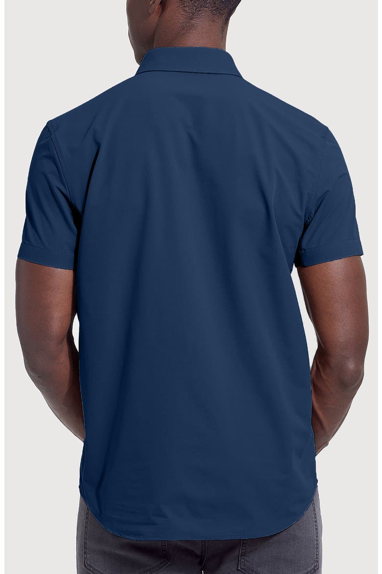 Commuter Slim Fit 4-Way Stretch Short Sleeve Button-Up Shirt, Alternate, color, NAVY
