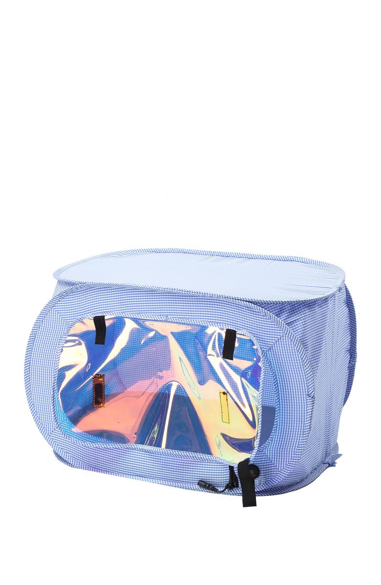 PET LIFE "Enterlude" Electronic Heating Lightweight and Collapsible Pet Tent - One Size, Alternate, color, Blue