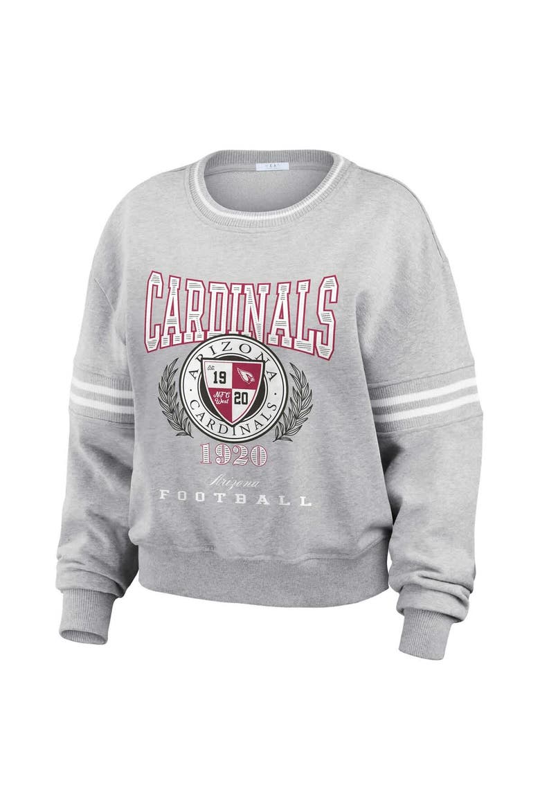 Women's WEAR by Erin Andrews Heather Gray Arizona Cardinals Cropped Pullover Sweatshirt, Alternate, color, Heather Gray